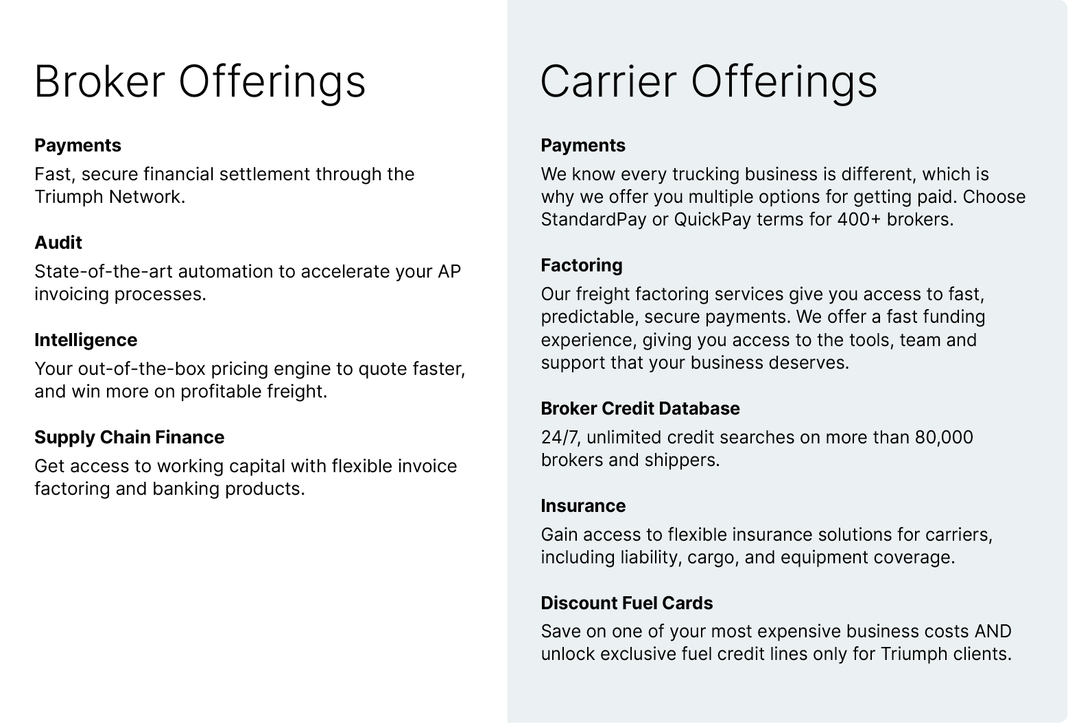 Broker and Carrier offerings by Triumph